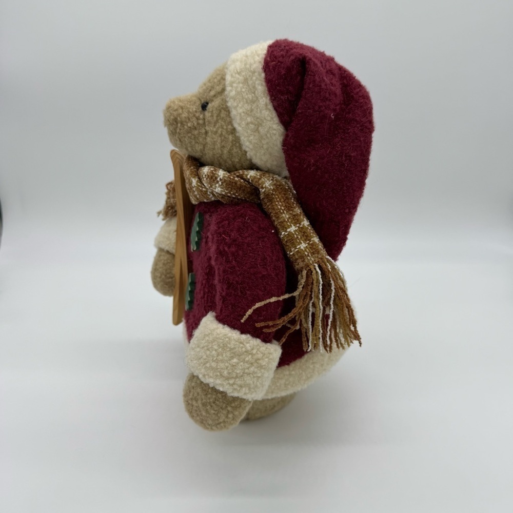 Holiday Teddy Bear with Skis - Red and Cream - Picture 4 of 6